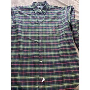 Vintage Ralph Lauren Shirt Mens XL‎ green Plaid Custom Button Down Y2K 90s